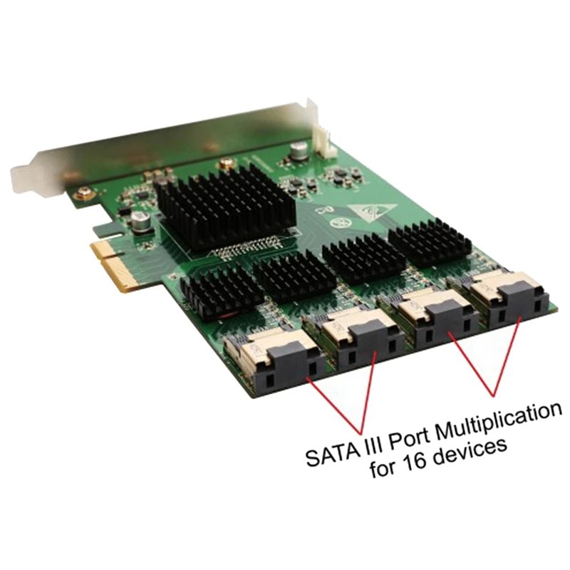 Tarjeta controladora SATA 6G X4 PCI Express de 16 puertos, Marvell 88SE9215, Chipset Pcie SATA III 3,0 con Cable Mini SAS a 4 Sata