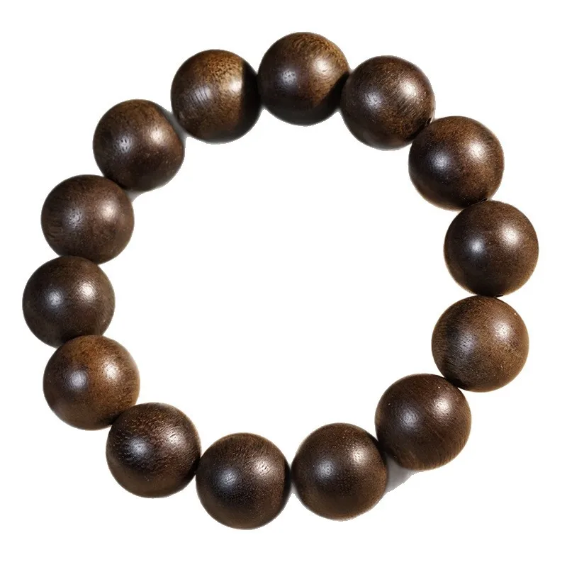 Chinese Traditional Feng Shui Lucky Blessing Natural Tarakan Aged Agarwood Beaded Bracelet Unisex Sweet Scent Wealth Attracting