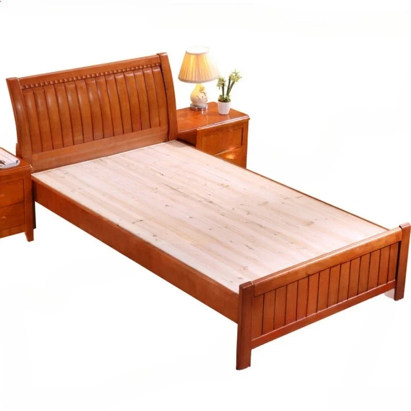 Solid wood single bed simple household old-fashioned bedside table 1350mm * 2000mm frame structure