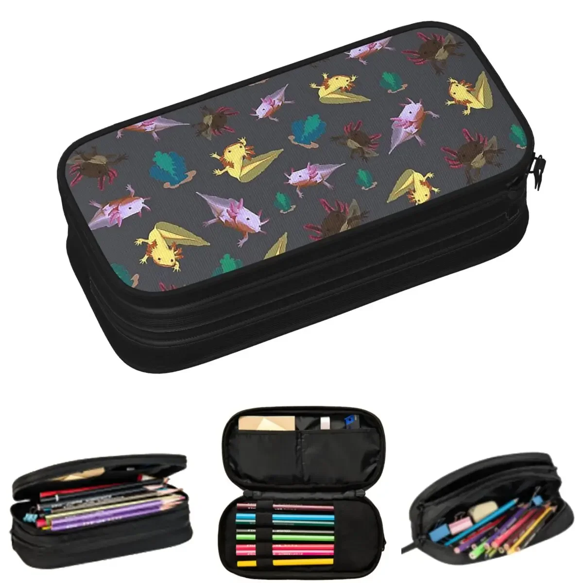 

Axolotls Pattern Pencil Cases for Student Gifts Pen Box Pencil Bag Large Capacity Pencil Pouch Pen Holder
