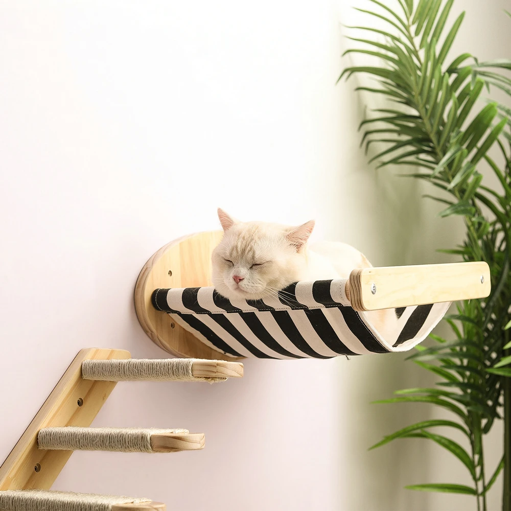 

Cat Hammock Wall Mounted Cat Climbing Shelf Four Step Cat Stairway For Climbing Sleeping Playing Lounging Perching Cat Furniture