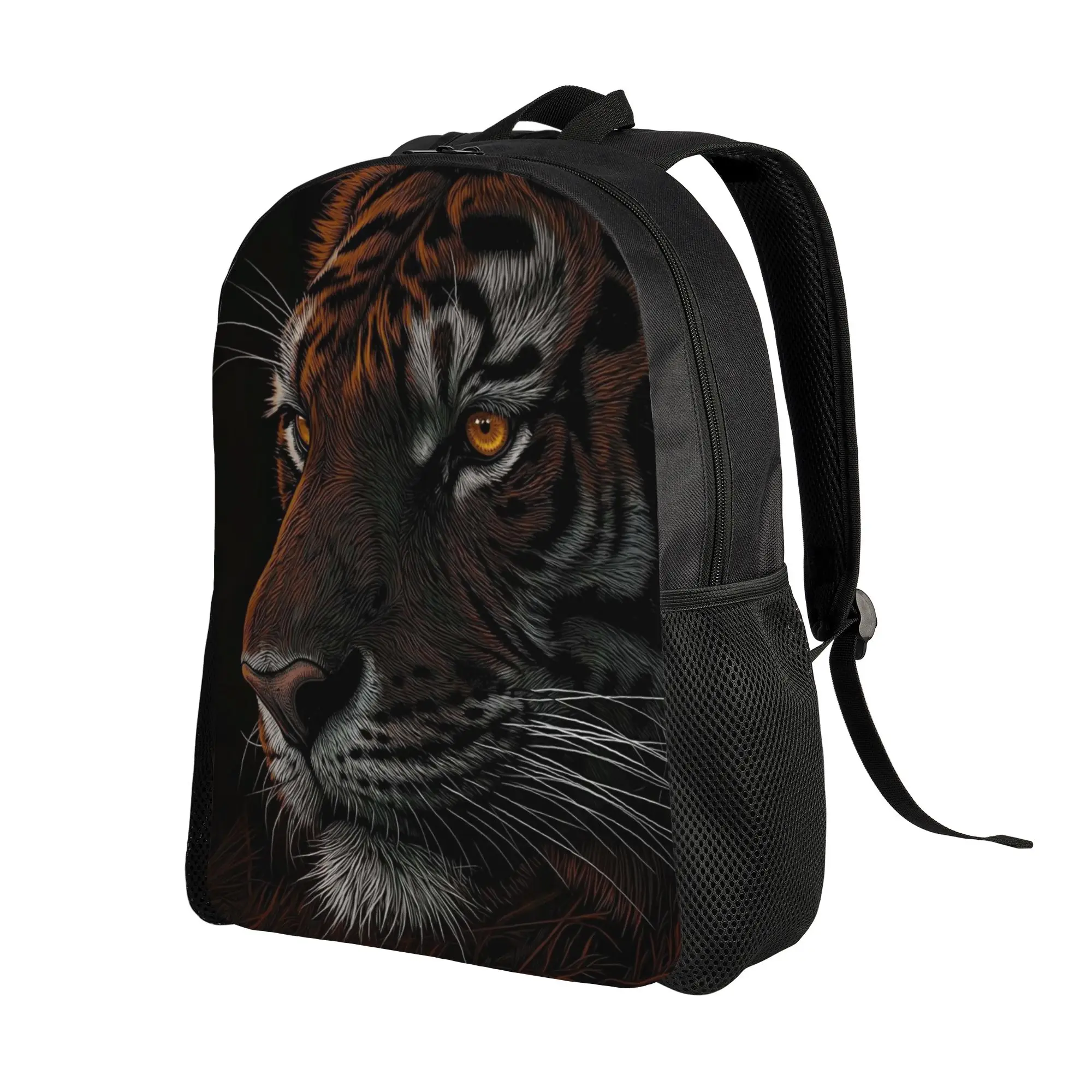 Back to school season Realistic Dark Tiger Portrait Knapsack  For Men Women New Backpack