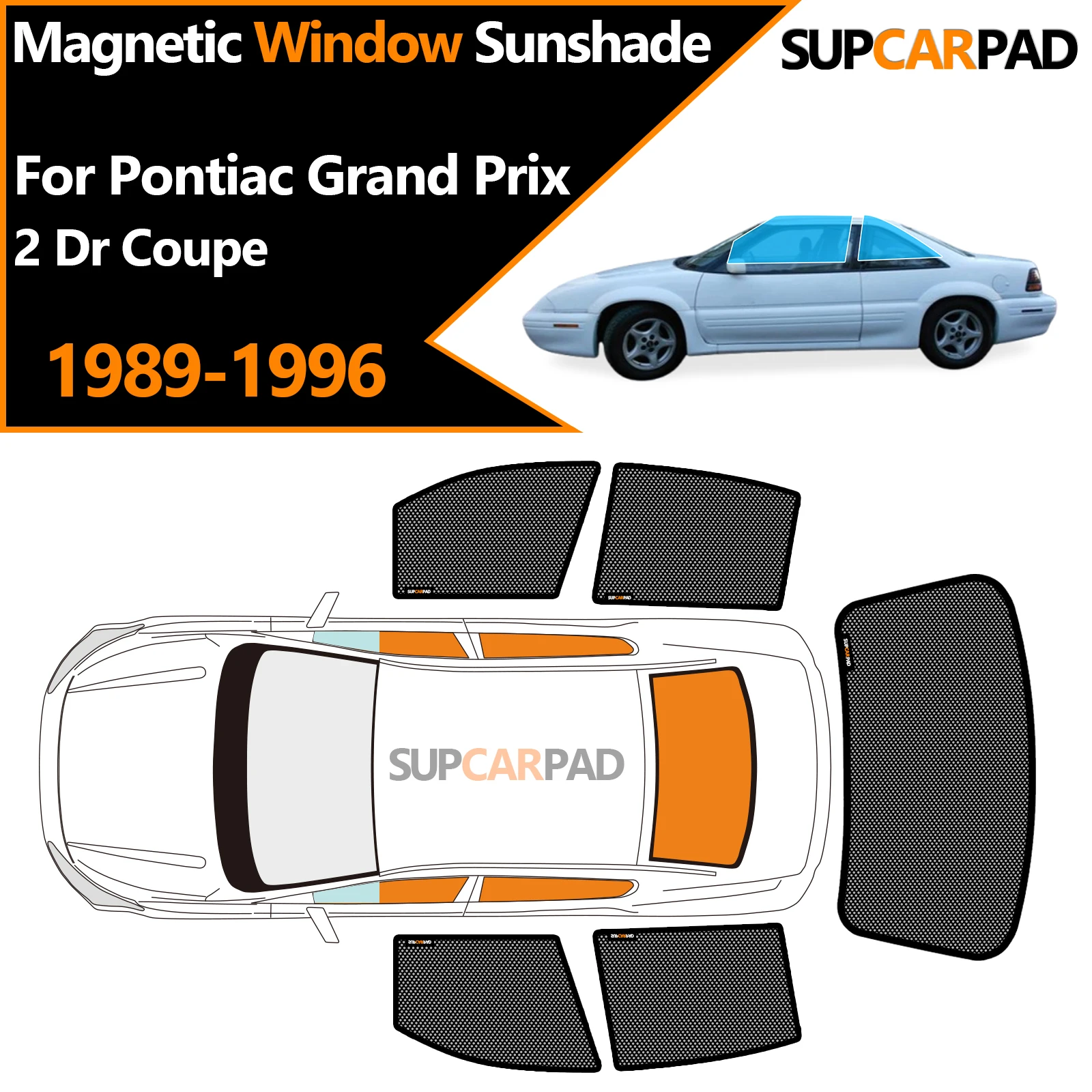 

Custom Car Window Sunshade For Pontiac Grand Prix 2 Dr Coupe 1989-1996 Magnetic Curtain Mesh Front Windshield Frame Curtain