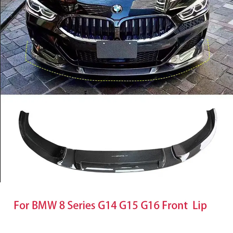 

Car Front Bumper Lip Spoiler For BMW 8 Series G14 G15 G16 M Sport 2018-2022 Real Carbon Car Front Lip Spoiler Splitters Guard