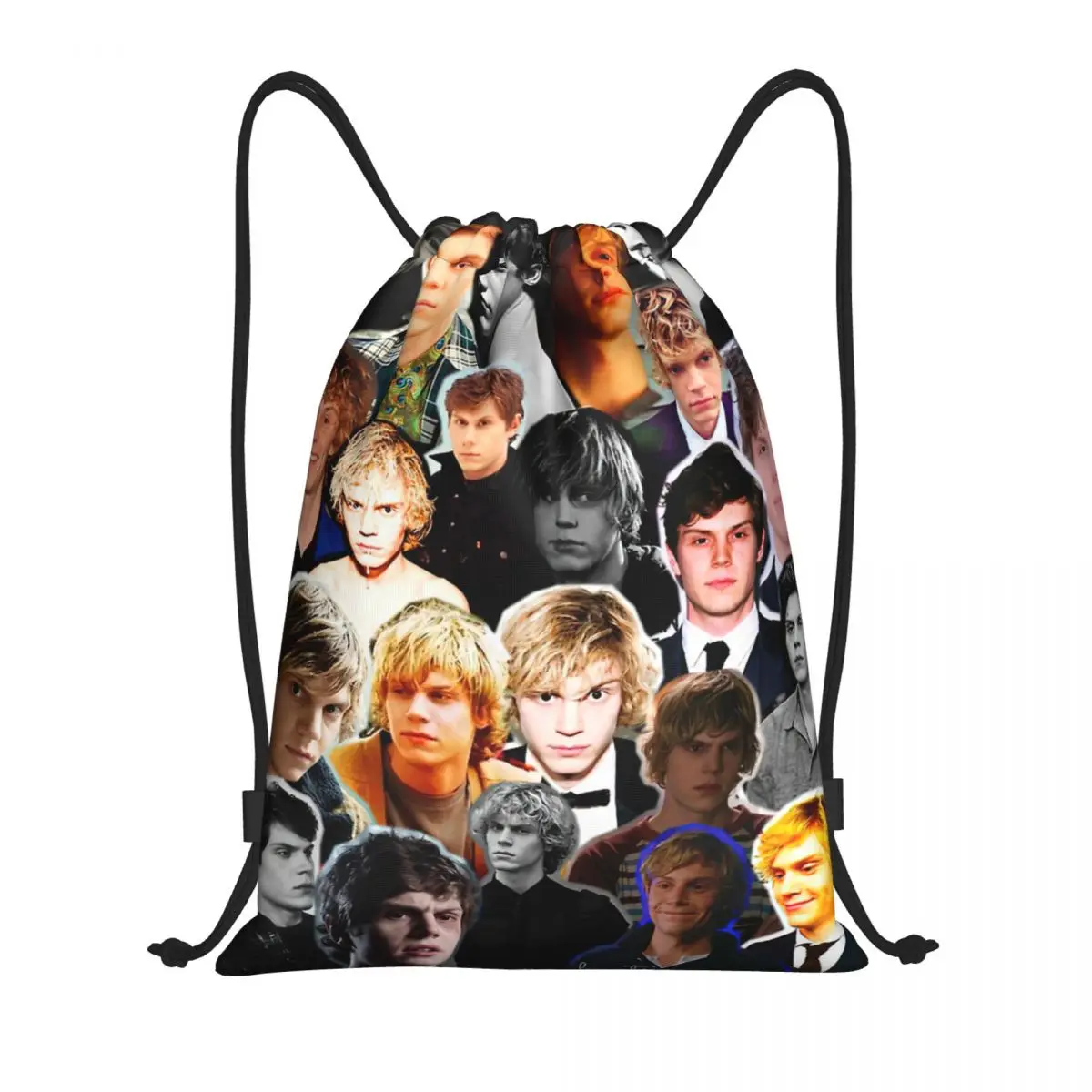 Evan Peters Actor Drawstring Backpack Gym Sports Sackpack Water Resistant Movie String Bags for Cycling