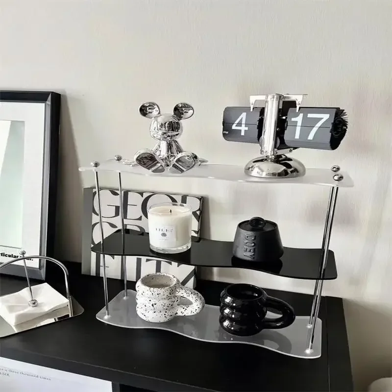 

Бытовая полка для хранения стакана с водой, трехслойная акриловая рамка для дисплея, съемный органайзер для косметики, парфюмерии, хранение чашек