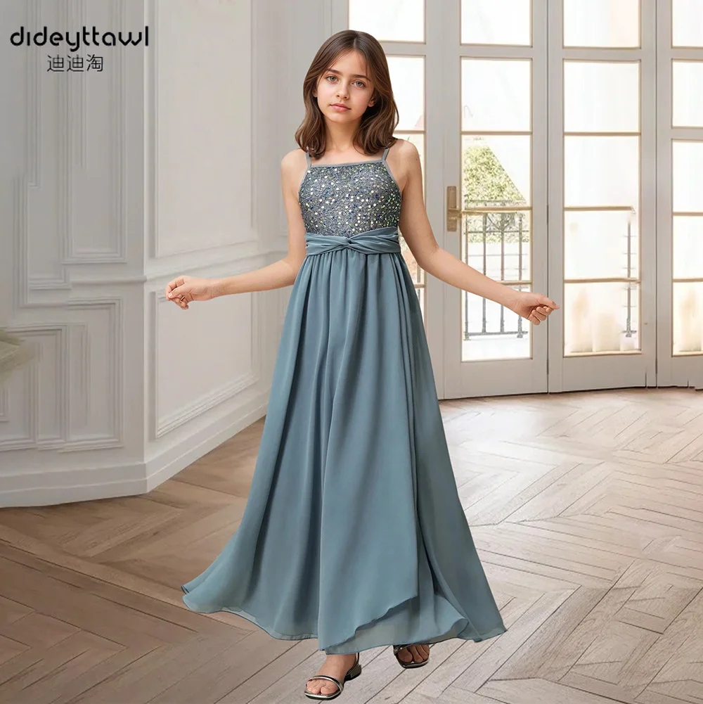 Dideyttawl Personalizzato A-Line Tulle Cerniera Senza maniche Cinghie per spaghetti Abito da sera con paillettes 2025 Lunghezza pavimento Abiti da sposa