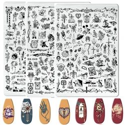 Niedliche Halloween Bogen Kreuz Stempel platte Cartoon Tiere Figur Nagel Stempel platten Cartoon Katze Nagel Vorlagen für Nail Art Design