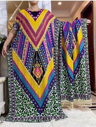 2 Pieces Set 2024 Muslim Women Clothing Diamonds Design Cotton Floral Dashiki Long Dress Abaya Dubai Luxury Islamic Clothing