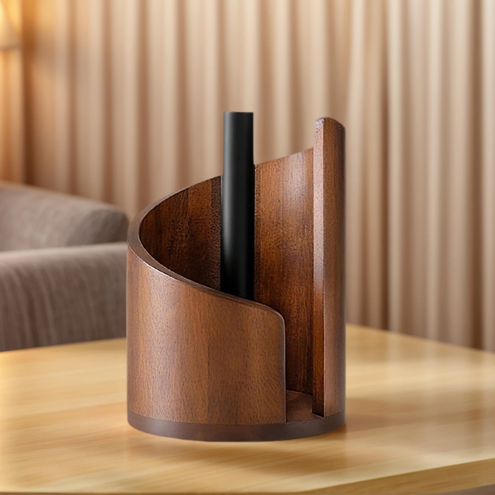 

Держатель для рулонов полотенец из мангового дерева с противоскользящей железной рамой, вместительный диспенсер для салфеток, устойчивый держатель для бумаги для столовой и гостиной