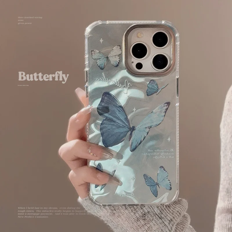 

Water Ripple Blue Butterfly Apple16Phone Case Applicable14promaxAnti-FalliPhone15Advanced Sense12Hard