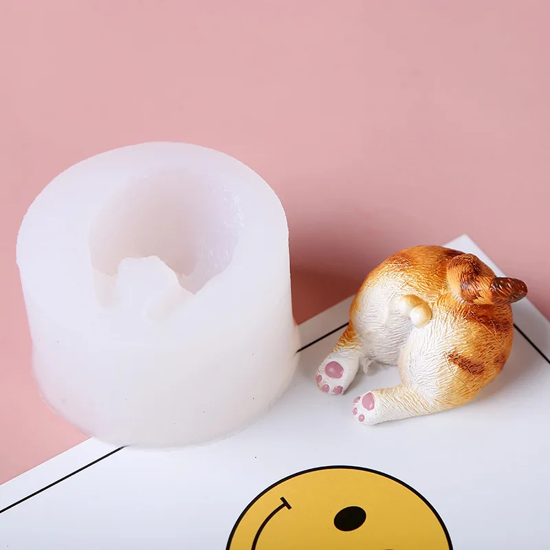 Cute 3D Dog Cat Ass Candle Mold Silicone Chocolate Cake Baking Mould Candle Form Soap DIY Plaster Aromatherapy Decorating Tools