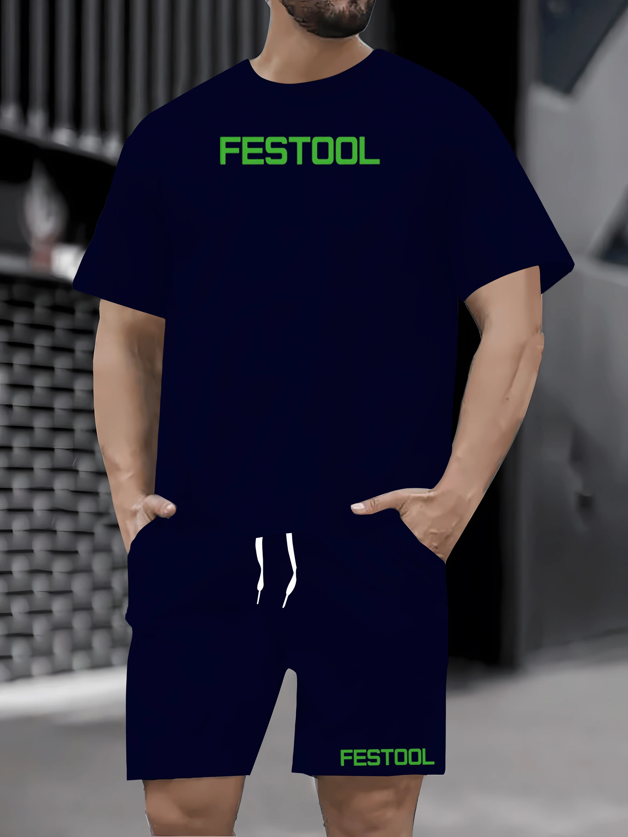 

2025 Summer Men's Fashion Casual Sportswear Summer Men's Short sleeved T-shirt and Shorts Quick Drying Two piece Set
