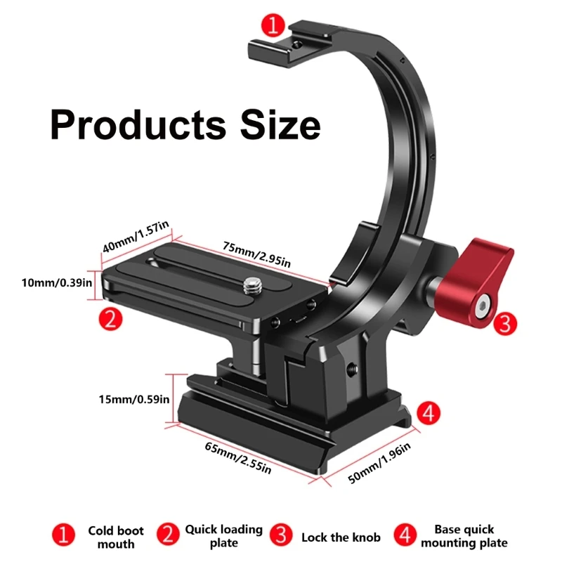 Rotatable Collar Mount Plate Half Rings Structure Easily Switching Quick Installation Horizontal Vertical Bracket