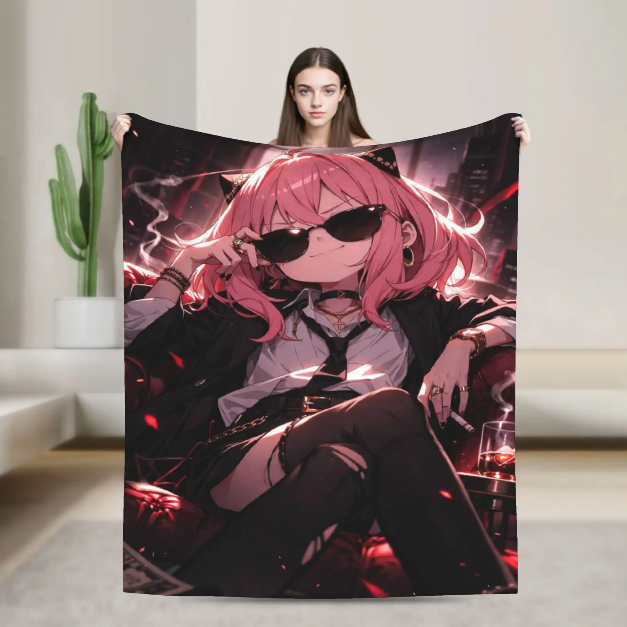 Cute A-AnyaAnime Blanket Quality Warm  Throw Blanket Winter Boy Girl Outdoor Comfortable Bedspread