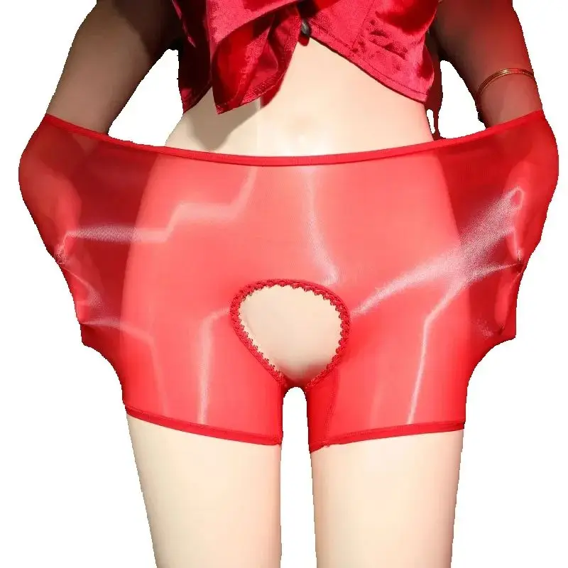 

Нижнее белье, женские трусики с открытой промежностью, масляные блестящие ультратонкие боксеры, сексуальные шелковые гладкие прозрачные трусы, бесшовное нижнее белье-стринги