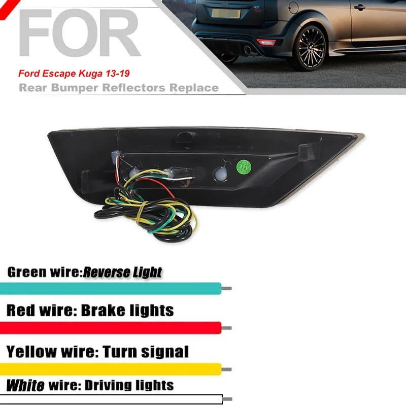 2Pcs LED Rear Bumper Reflector Light For Ford Focus 2 MK2 Hatchback Ecosport Escape Kuga 2009-2020 Rear Signal Fog Lamp