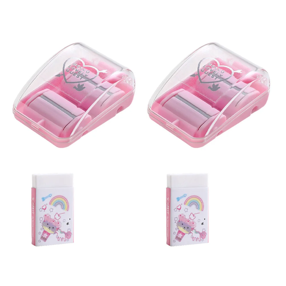 

2 Sets Desktop Cleaner Household Eraser Roller Collector Portable Crumb Pink Mini