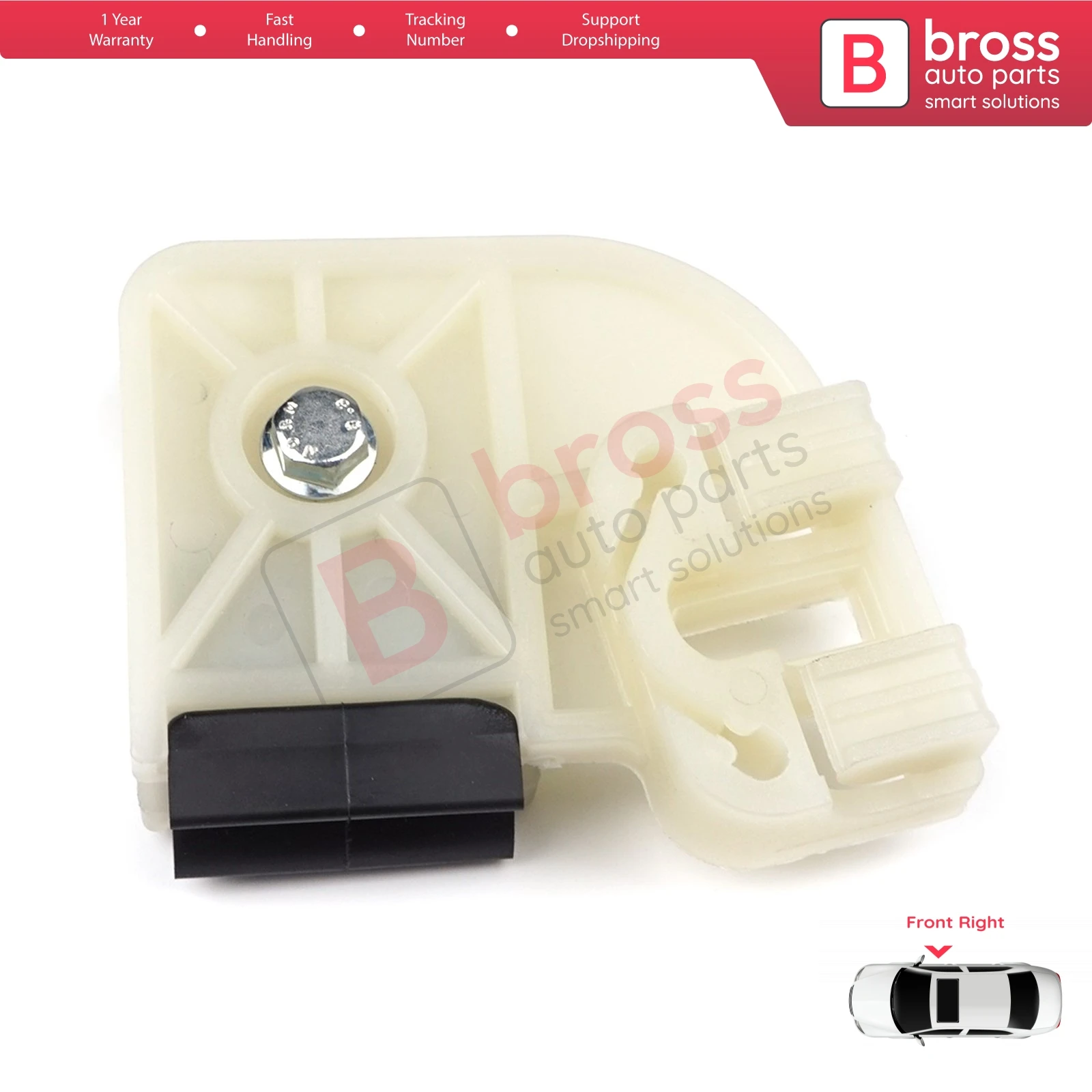 Bross Auto Parts BWR178 Electrical Power Window Regulator Clip, front Right R1 Door for VW Polo 2004-2009 Made in Turkey