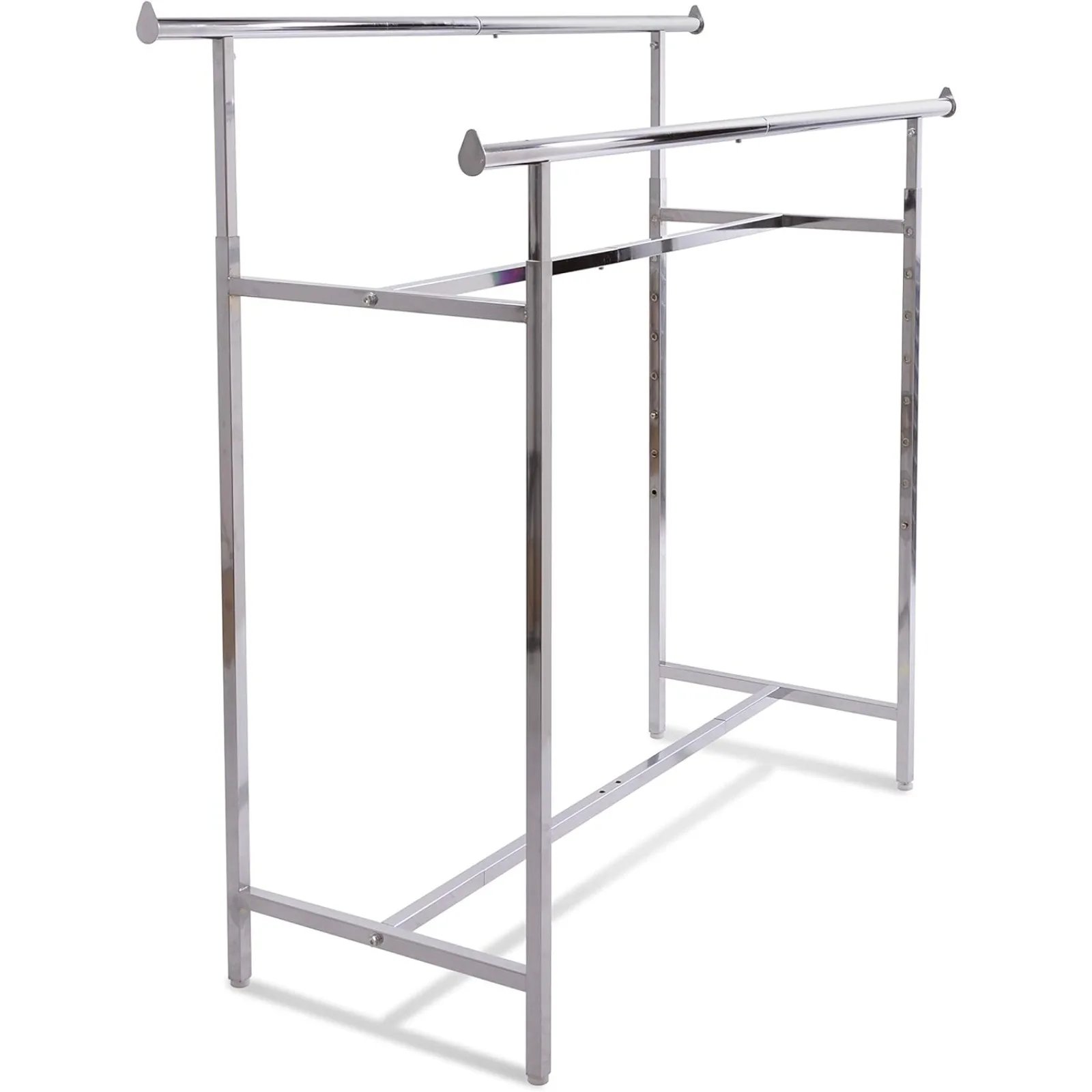 US Adjustable Double Bar Rectangular Hangrail Rack in Chrome