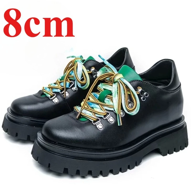 

British Style Elevated Derby Shoes for Men's Dress Shoes Increase 8cm Wedding Leather Shoe Host Stage Height-enhancing Shoes Man