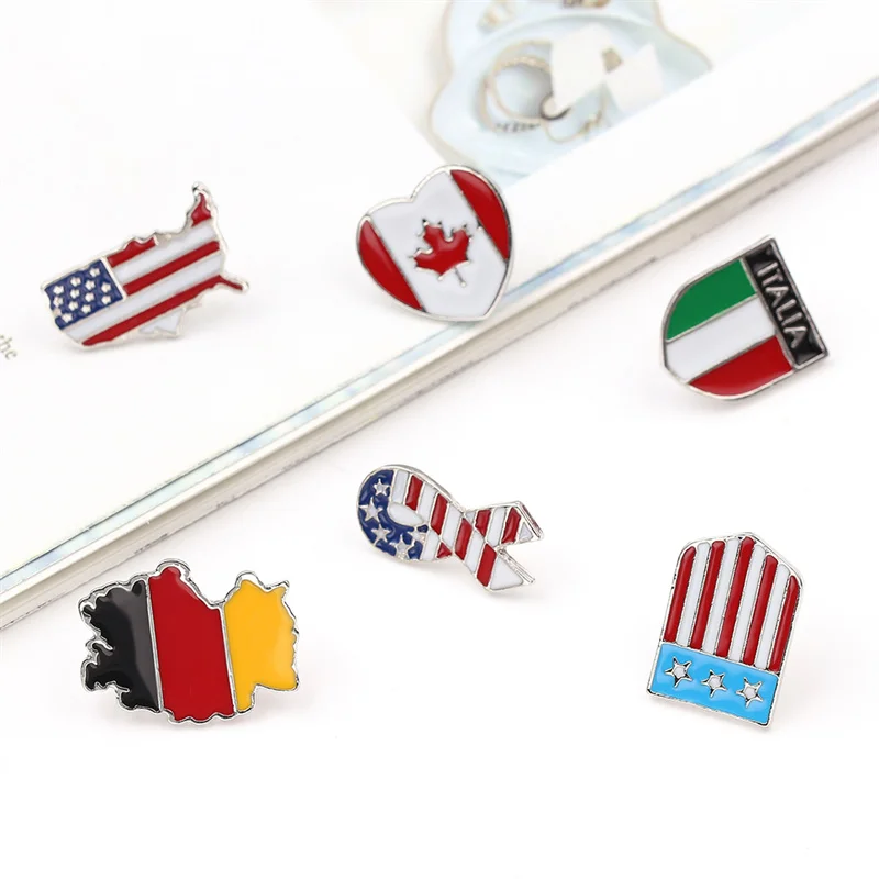 National Flag Pin Canada Italia United States Germany Flags Button Lapel Pins Badges Stripes Brooches Jewelry Gifts view 3
