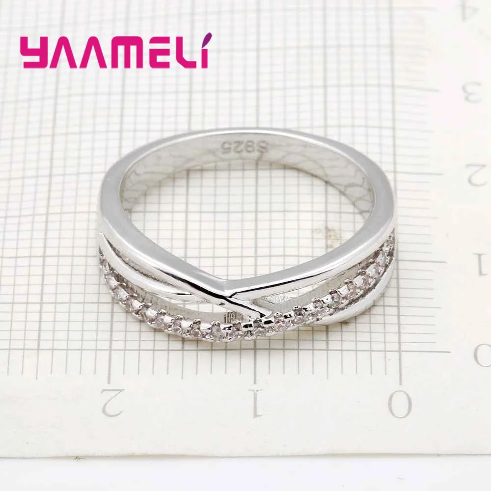 Cross Wedding Bands Rings with Shining Crystal CZ 925 Sterling Silver for Women Men Fashion Jewelry Wholesale Price