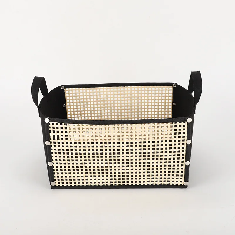 

Foldable Bamboo Fabric Storage Basket Bedroom Wardrobe Clothing Storage Basket Toy Snack Storage Box Portable
