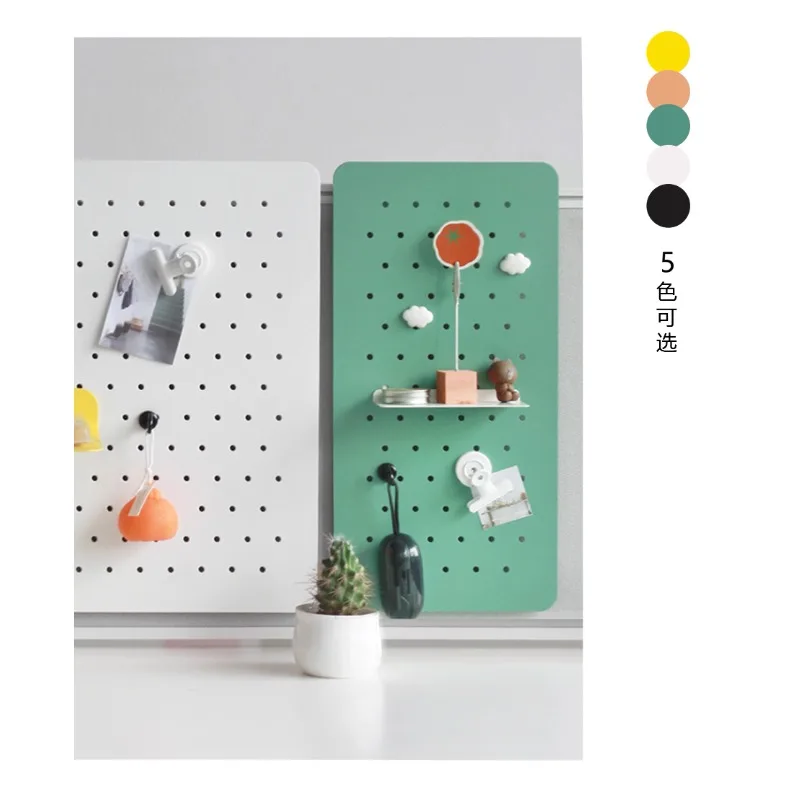 Hole board desk screen rack metal baffle nail-free storage lattice decoration creative desktop nail-free view 2