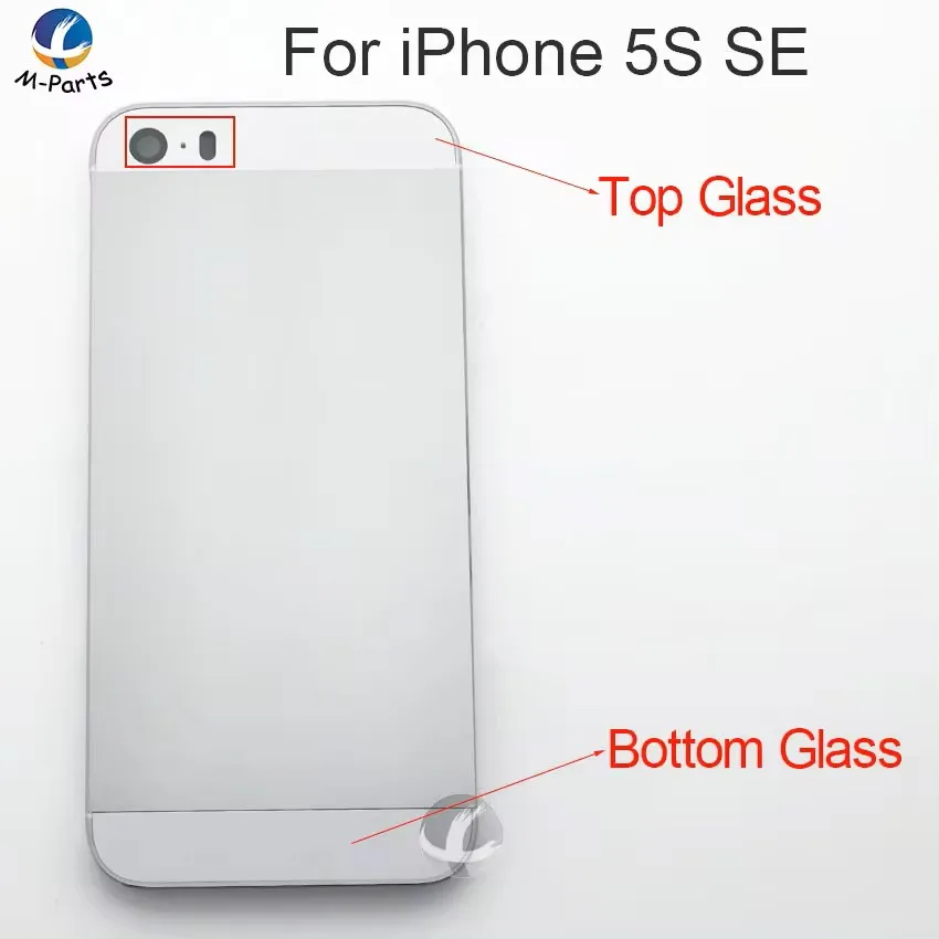 1set Top Bottom Glass Back Rear Cover Housing For iPhone 5 5S SE Assemble Housing Camera Flash Lens