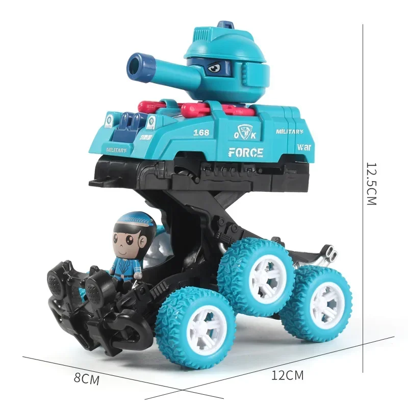 Collision tank vehicle with two forms of deformation, six wheeled inertial tank off-road vehicle toy