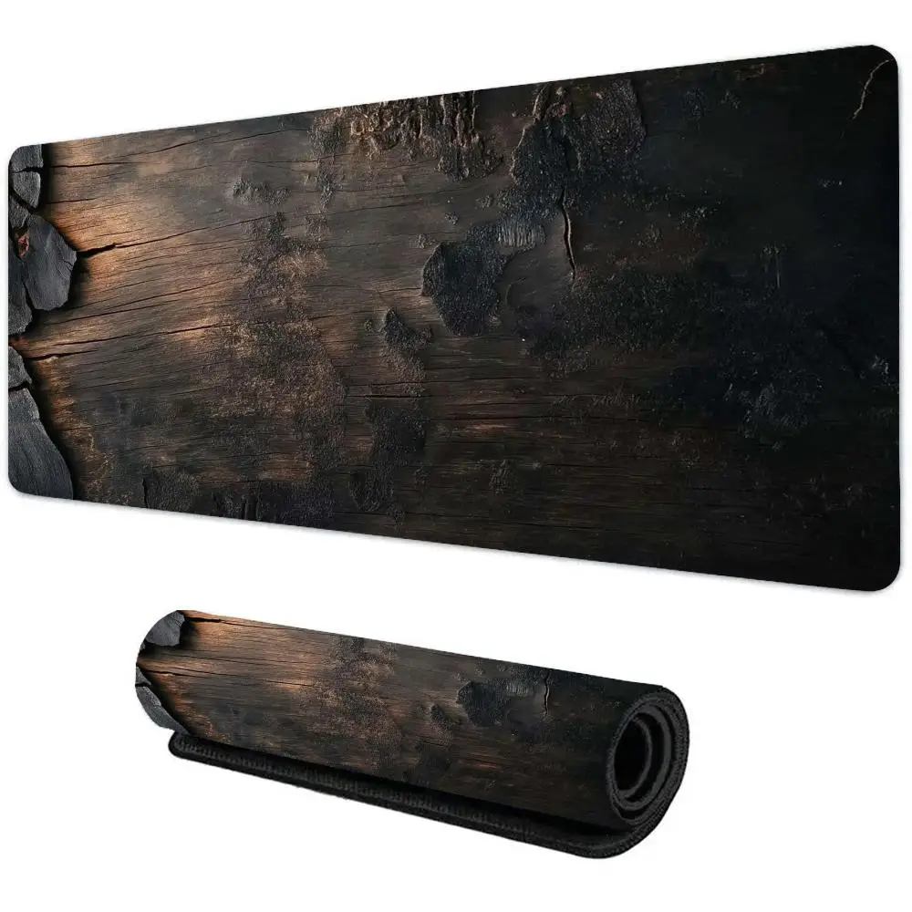 Mauspad mit Holzmuster, großes Mauspad für Computer, Gamer, Büro, genähte Kante, Tastatur, Schreibtischunterlage, waschbar, rutschfest, lange Schreibtischunterlagen