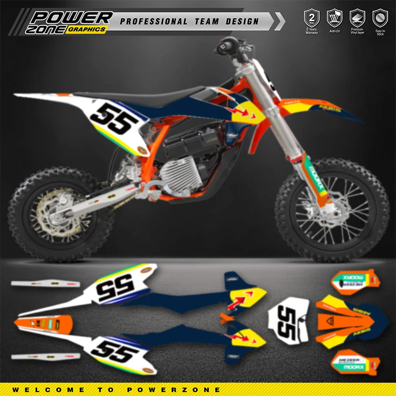 PowerZone Custom Team Graphics Backgrounds Decals For 3M Stickers Kit For KTM SX50 2016 2017 2018 2019 2021 SX50cc Number 02