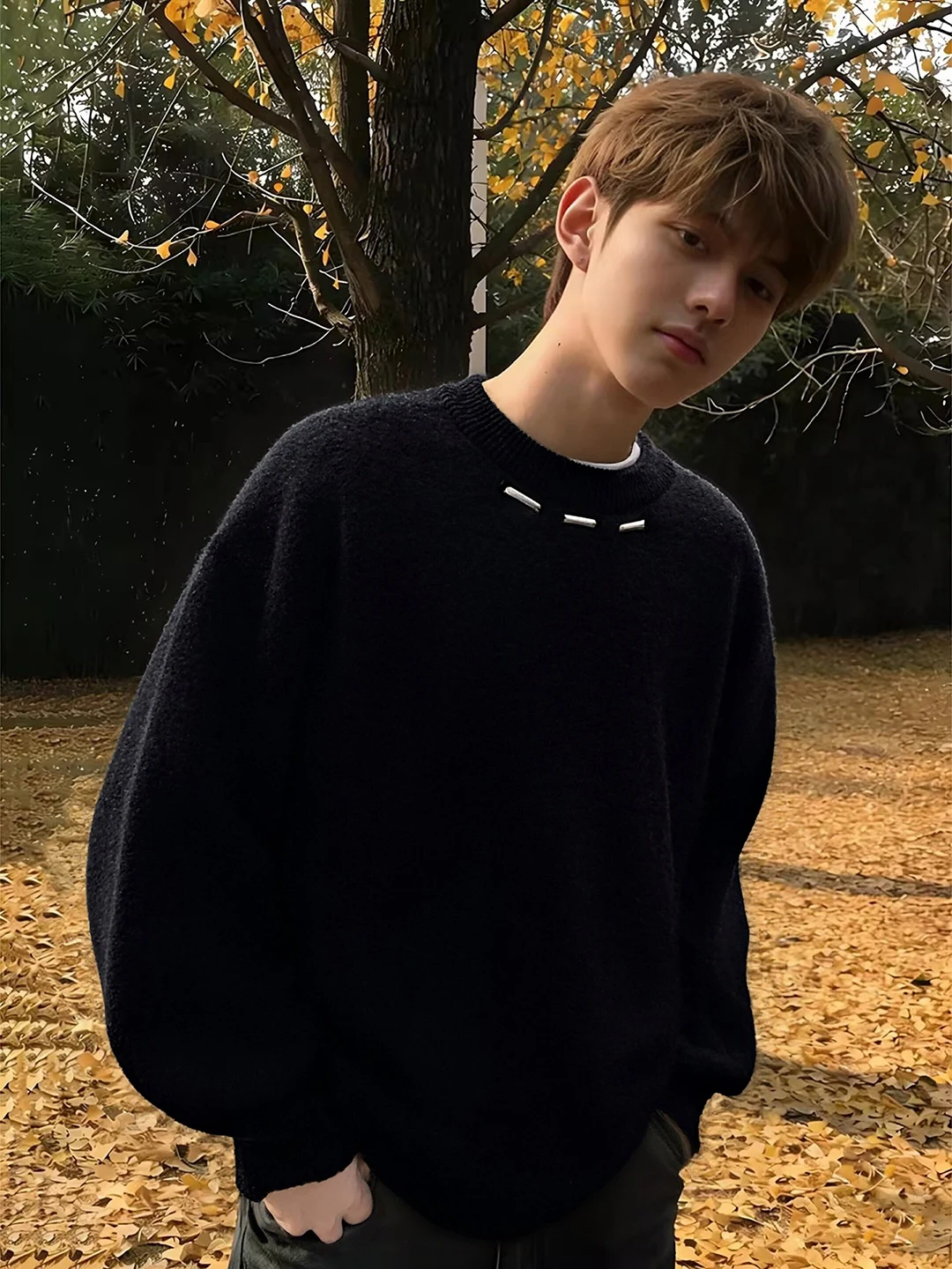 

Мужской свитер Bla Knitted Metal Label: мягкий, с круглым вырезом, базовый, уютный, теплый, для зимы, молодежный, повседневный, Cleanfit, с длинным рукавом