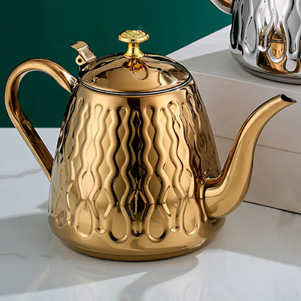 

Stainless Steel Pineapple Teapot With Strainer Modern Kitchen Tea Kettle For Home Office Portable Metal Water Pot