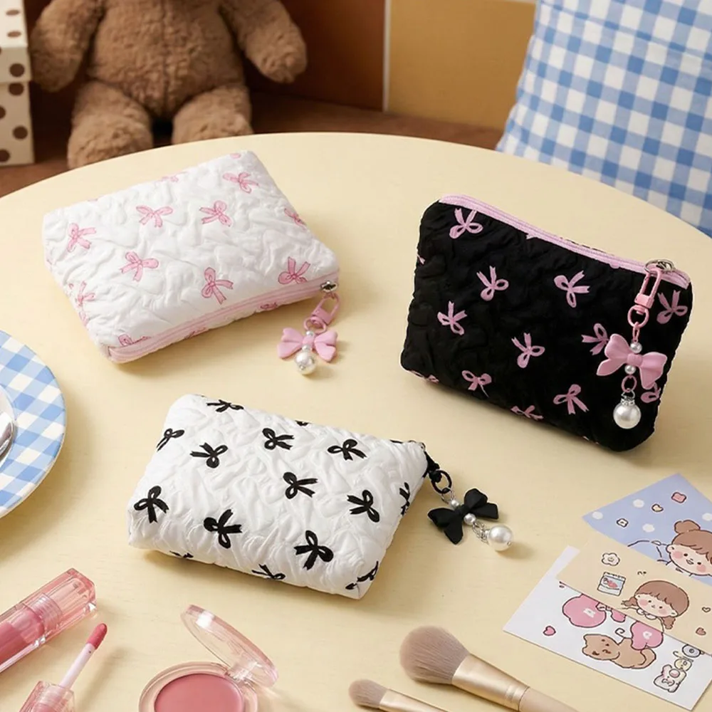 Niedliche Schleifen-Kosmetiktasche: Stilvolle, tragbare Clutch mit multifunktionalem Stauraum und edlem Design – Mini-Geldbörse – Detail 5
