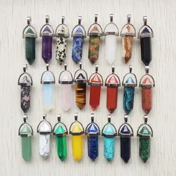 Fashion good quality mix Natural Stone pillar crystal Pendants for jewelry making necklaces  free shipping Wholesale 50pcs/Lot