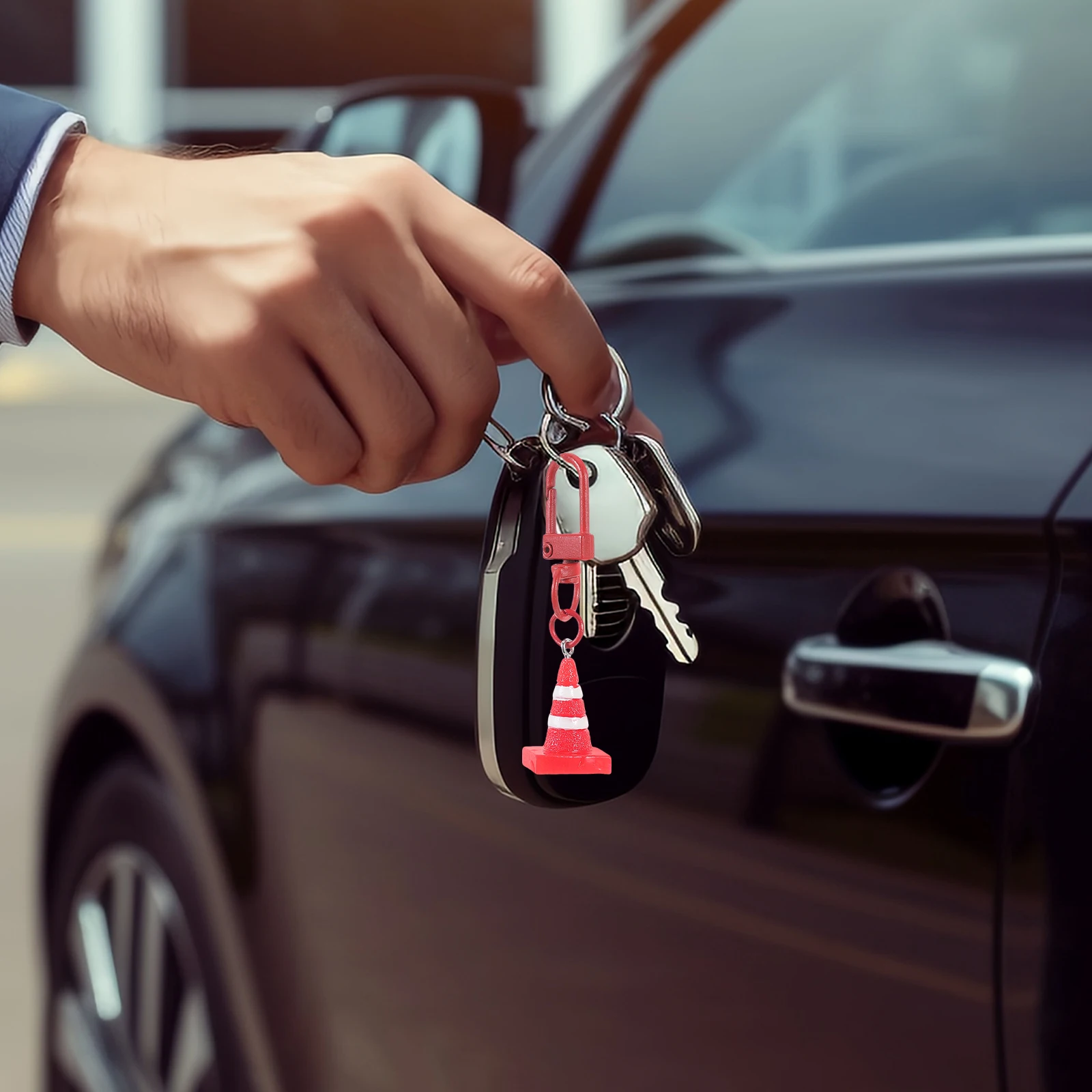 

Red Mini Traffic Cone Keychain Resin Pendant Versatile Use Party Favors Creative Key Ring Charm