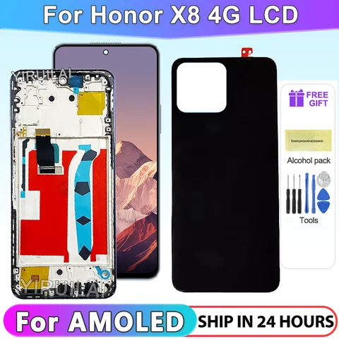 Huawei Honor X8 TFY-LX1 TFY-LX2 TFY-LX3 LCD 디스플레이 터치 스크린 디지타이저 어셈블리 Honor X8 4G 스크린 프레임 테스트