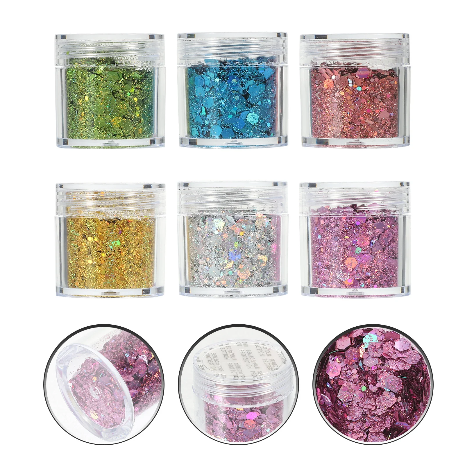6個入り グリッタースパンコール ネイルアート カラフルチャンキーフレーク UVジェルチップ フェイス ボディ ヘア DIY ネイルフレーク グリッタースパンコール