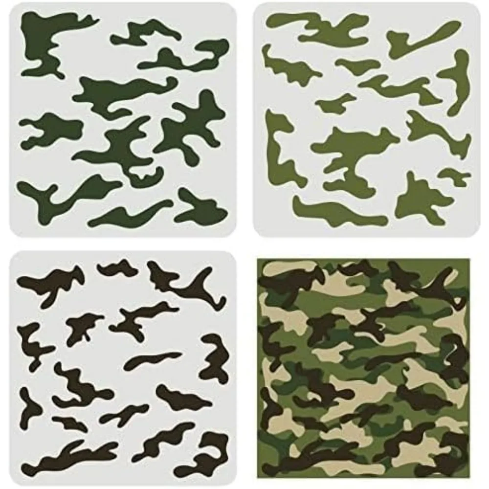 3 pcs Camo Stencil Kit 11.8x11.8inch Camo Stencils for Spray Paint Camouflage Pattern Stencils for Paper Floor Wall and Tile