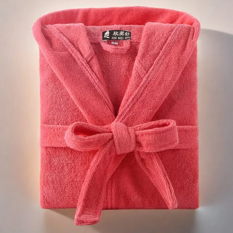 Cotton Hooded Bathrobe Men 100%Long Terry Towel Big and Tall Towel Bathrobe Male Terry Cloth Bath Robe Sleeping Dressing Gown