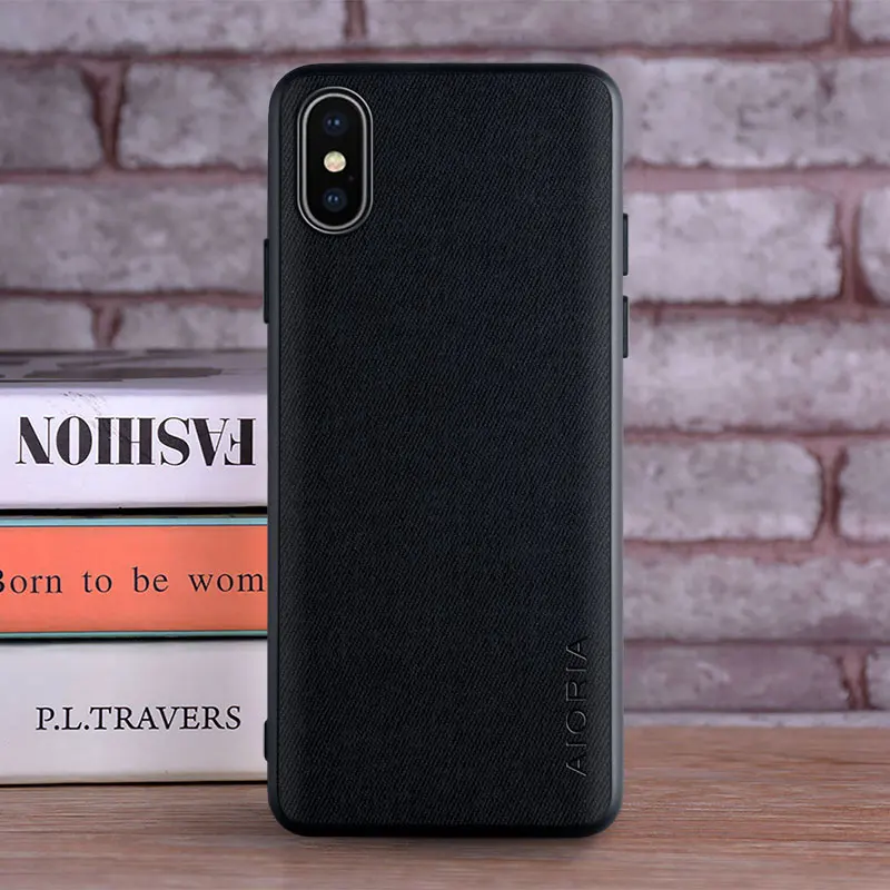 Case for iphone XR X XS MAX coque Luxury textile Leather skin soft TPU hard PC phone cover for iphone xr x xs max case funda