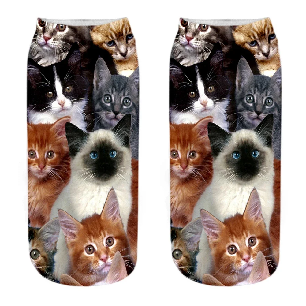 جوارب قطط نسائية مرحة ، طباعة ثلاثية الأبعاد ، موضة رائعة ، فن قصير مضحك ، هدية جديدة ، شحن سريع ، جديد #5