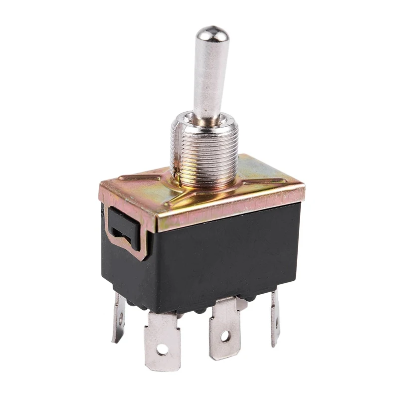 AC 250V/10A 125V/15A DPDT 3 Position ON/OFF/ON 6 Pins Toggle Switch Black+Silver