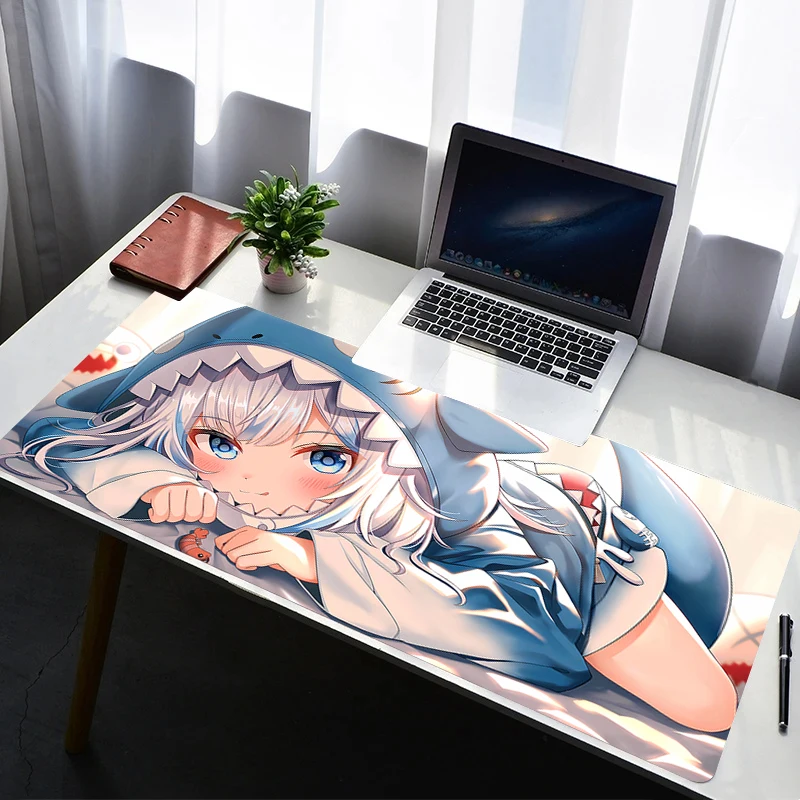 Mouse Pad Laptop Rubber Extended Desktop Mat Computer Gamer Mousepad Hololive Gawr Gura PC Gaming Accessories Keyboard Pad