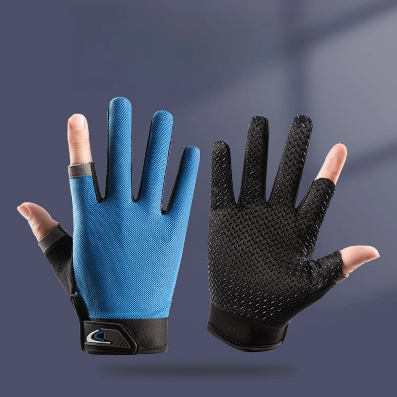 Sommer Angeln Handschuhe Zwei Finger Offene Pannensichere Köder Grip 3D Air Mesh Leichte Sonnenschutz Köder Angeln Handschuhe