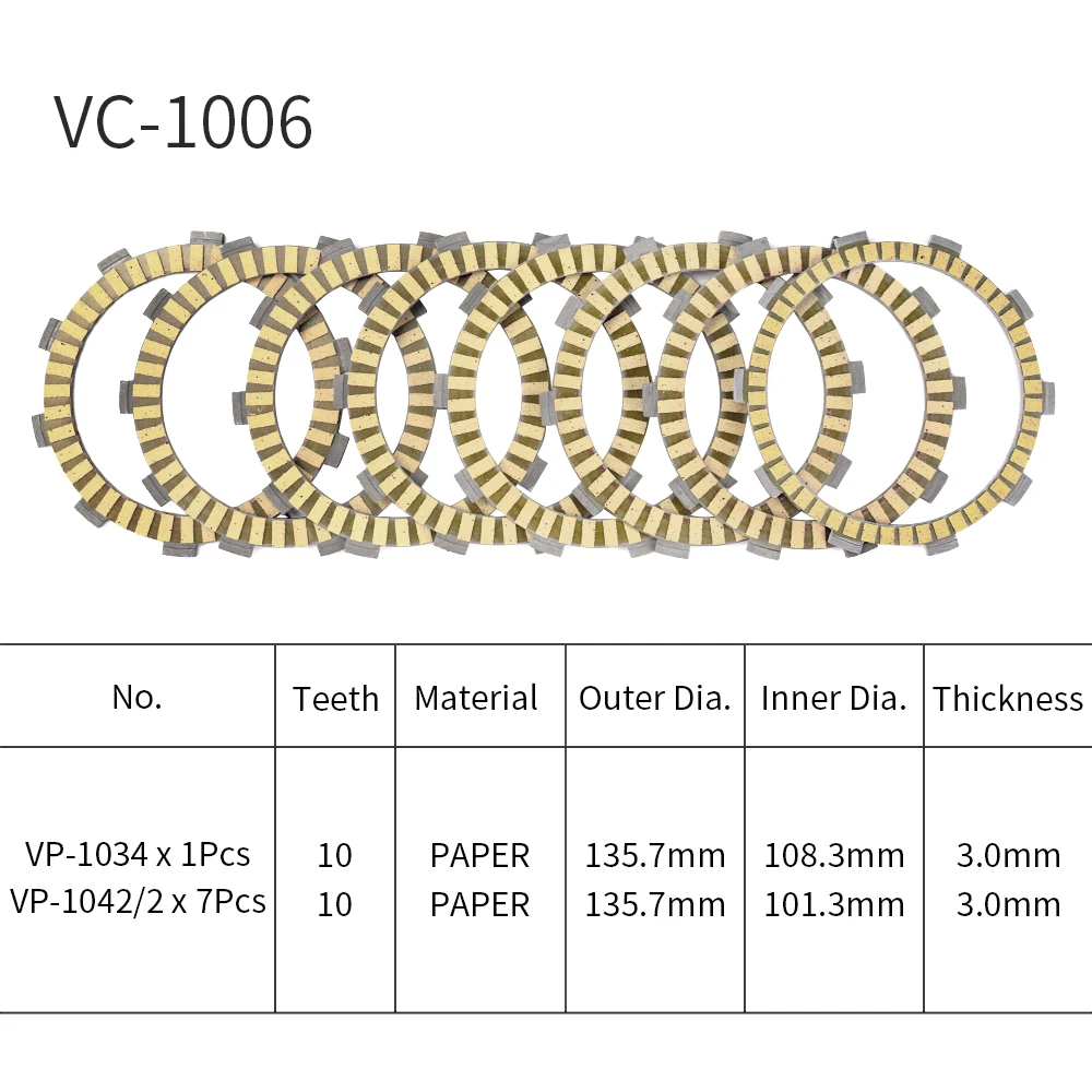 For Honda CB900F Hornet 2001 to 2007 CBR900RR 1998 1999 Hornet 900 Motorcycle Clutch Friction Plates 8 PCS Paper Based Kits