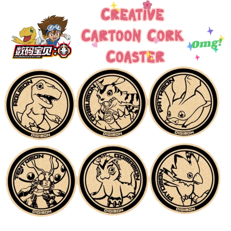 

New Digimon Adventure Agumon Greymon Angewomon Cork Coaster High Color Value Creative Personality Exquisite Thick and Durable