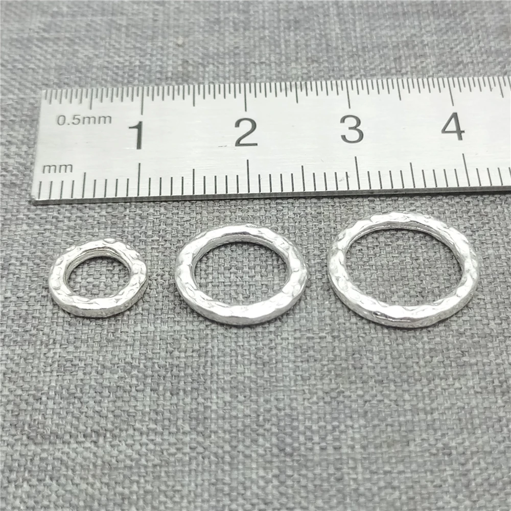 8pcs of 925 Sterling Silver Circle Jump Rings w/ Hammered Style for Necklace 8mm 11mm 13mm